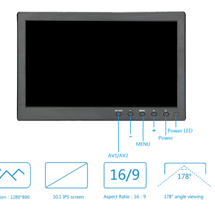 AlarmsystemExpert.nl TFT 10" Full HD monitor incl. wall mounting bracket