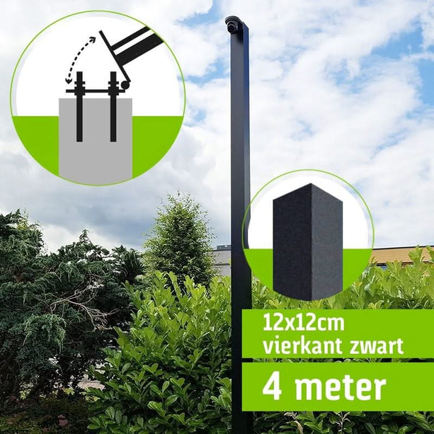 Alarm SystemExpert.co.uk Mât de caméra carré avec ancre basculante 4 mètres Noir