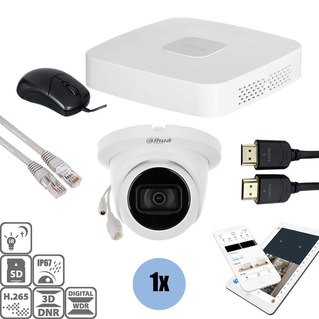 Dahua Set 1x Turret 4MP + Recorder & Cabling