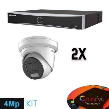 Hikvision Colorvu Set 2x Turret 4MP Recorder + Cabling