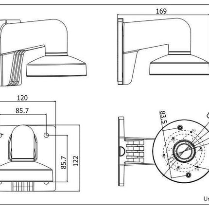 Hikvision DS-1272ZJ-110 support mural en aluminium