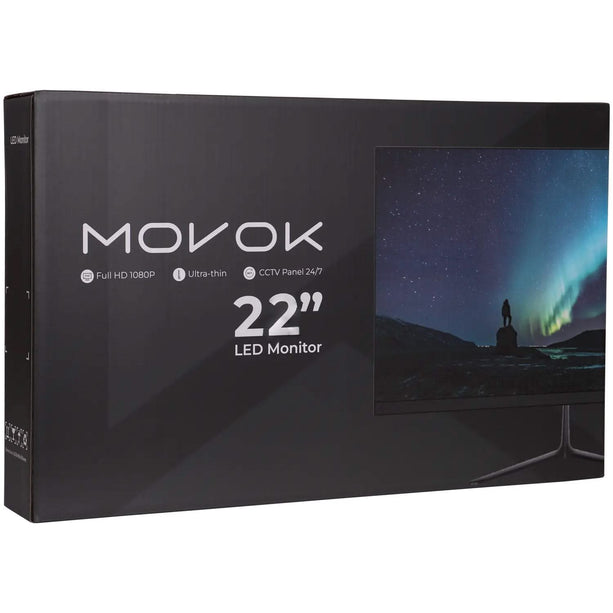 Movok Moniteur LED Full HD 22 pouces avec 2 haut-parleurs