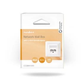 Nedis Netzwerk Wall Box auf und eingebaut, 2 Ports CAT6 Weiß