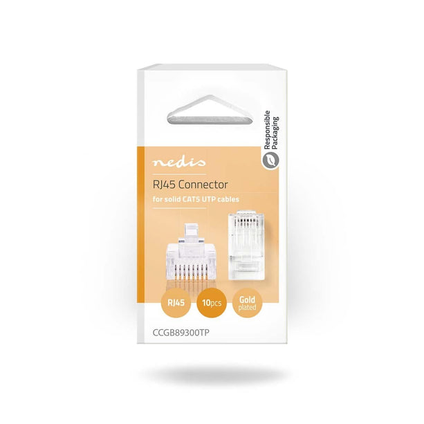 Nedis RJ45 Stecker CAT5e , vergoldet 10 Stück, Massivleiter
