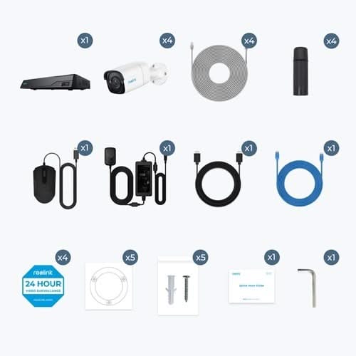 Reolink NVS8-5MD4, Kit de sécurité 2TB, 5MP, PoE et détection intelligente avec 4x caméra Turret