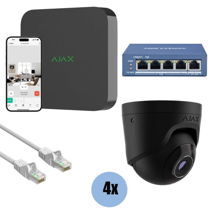 Ajax Systems Ajax Systems Kit 4x Tourelle, NVR et câblage noir