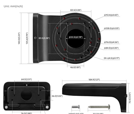 Alarmanlagen-Experte Alarmanlagen-Experte Kamerahalterung in Schwarz für Hikvision- und Dahua-Kameras