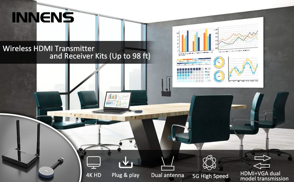 Alarm SystemExpert.co.uk Émetteur et récepteur Hdmi sans fil 4K/30Hz.