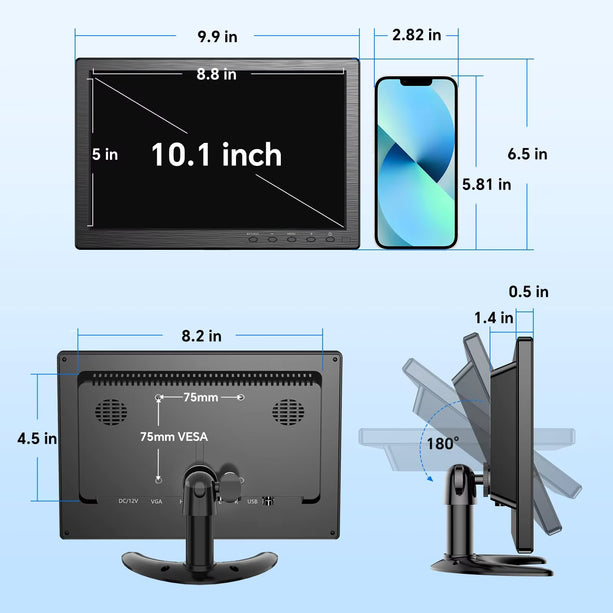 Alarm SystemExpert.co.uk Moniteur TFT 10" Full HD avec support