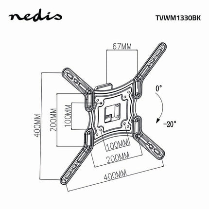 AlarmsysteemExpert.nl AlarmsysteemExpert.nl TV-muurbeugel, draai - kantelbaar, voor 23 - 55", Max. 40 kg., 1 scharnierpunt