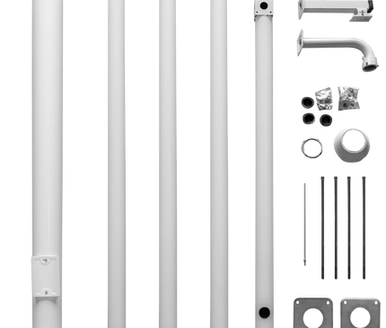 AlarmsysteemExpert.nl Camera Pole, 6 Meters, White, Galvanized Steel, Lightning Rod