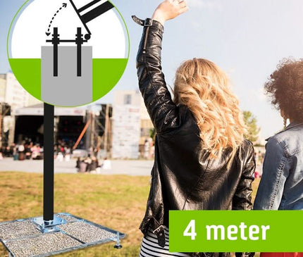 AlarmsysteemExpert.nl Cameramast verplaatsbaar aluminium 4 meter Ø 90mm met tegelframe