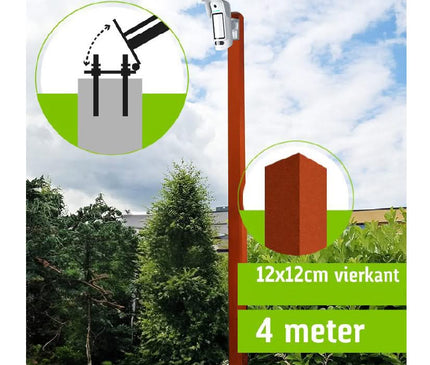 Alarm SystemExpert.nl Alarm SystemExpert.nl SecuTower Tiltable square aluminum camera mast 4 meters RAL-2004