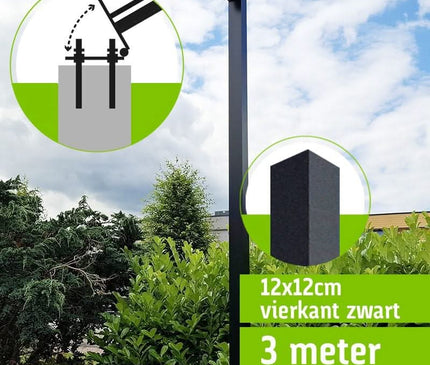 Alarm SystemExpert.co.uk Quadratischer Kameramast mit Kippanker 3 Meter Schwarz
