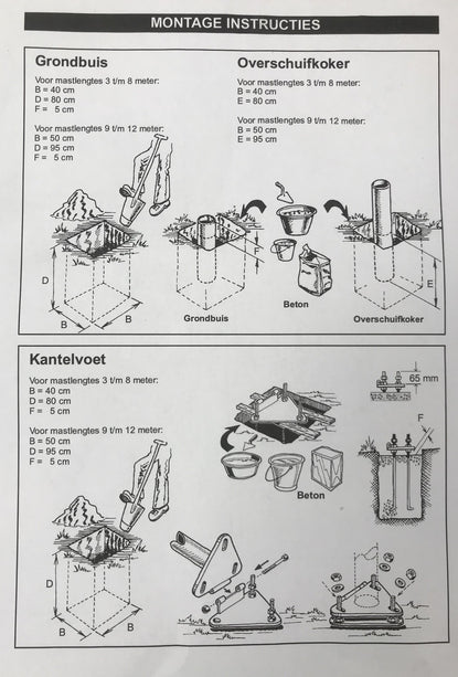 AlarmsysteemExpert.nl Vierkante cameramast met kantelanker 3 meter Zwart