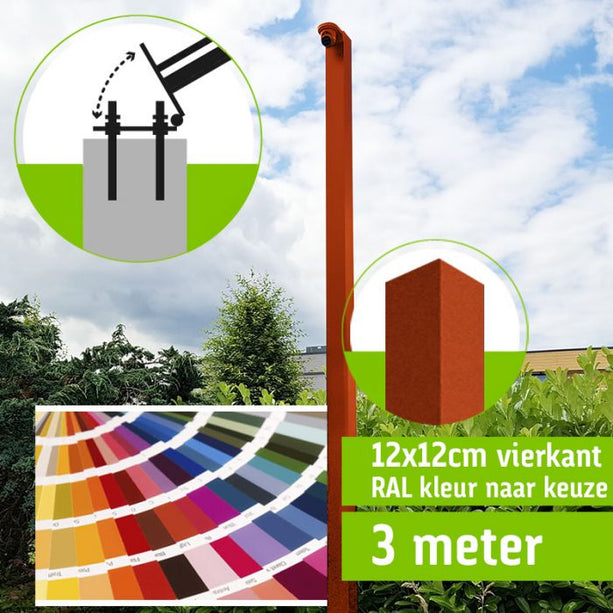 AlarmsysteemExpert.nl Vierkante cameramast met kantelanker 3 meter Zwart