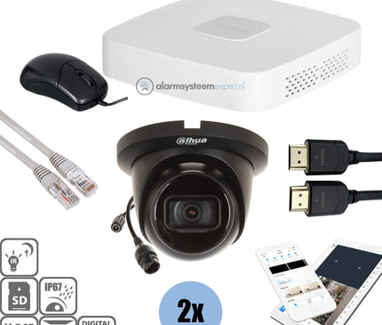 Dahua Dahua Black Kit 2x Turret 8 Mp + Recorder & Cabling