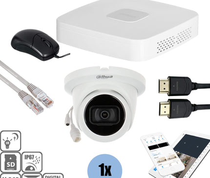 Dahua Dahua Set 1x Turret 8MP + Recorder & Cabling