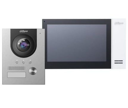 Dahua Kit d'interphone vidéo KTP01L avec commutateur PoE, poste intérieur VTO2201F-P et VTH2421FW-P