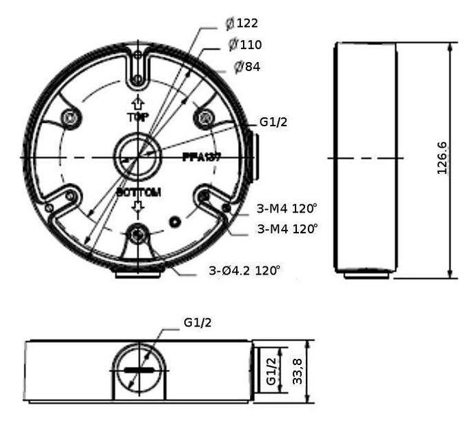 Dahua PFA137 montagebox voor diverse cameramodellen