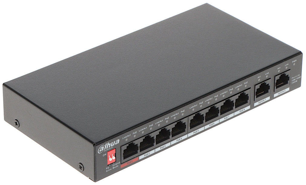 Dahua PFS3010-8GT-96-V2 8x PoE Gigabit 2x RJ45 Uplink