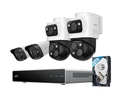 Eufy Eufy Security camera set; PoE recorder, 2x Bulletcam and 2x PTZ camera