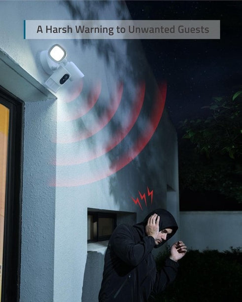 Eufy Floodlight Camera 2K, IP-beveiligingscamera, Buiten, Bedraad, Amazon Alexa & Google Assistant, 2500 lm, 5000 K