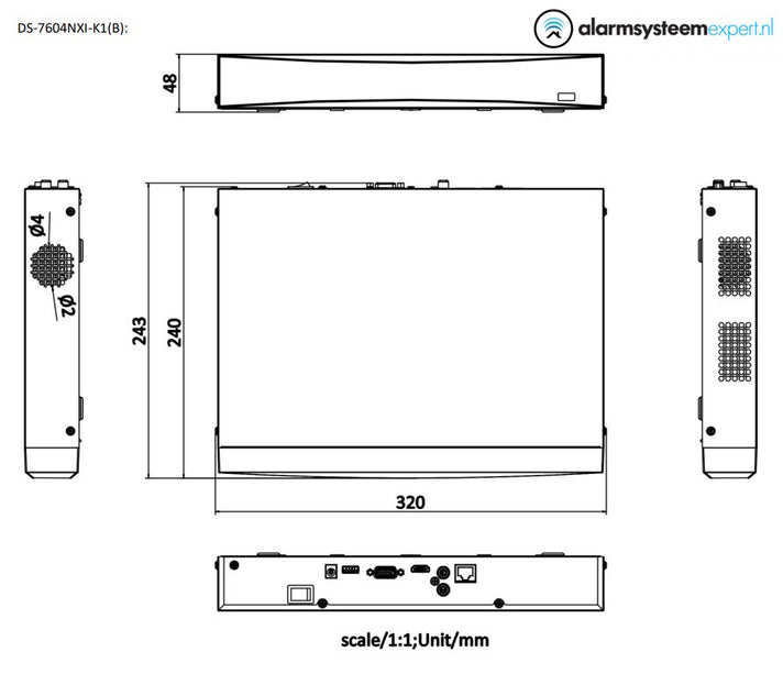Hikvision DS-7604NXI-K1 4 kanalen 4K zonder POE