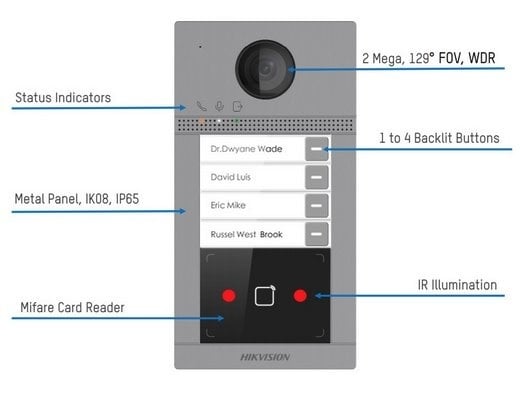 Hikvision DS-KV8213-WME1 Inbouw 2 beldrukkers IR verlichting PoE 12v