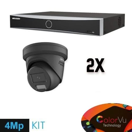 Hikvision Hikvision Colorvu Set 2x Turret 4MP Recorder + Cabling