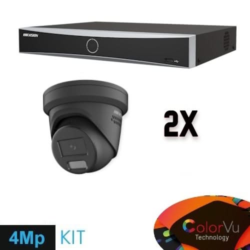 Hikvision Colorvu Set 2x Turret 4MP Rekorder + Verkabelung