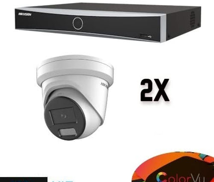 Hikvision Hikvision Colorvu Set 2x Turret 4MP Recorder + Bekabeling
