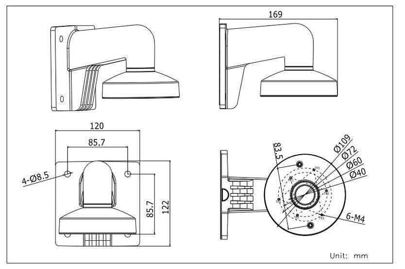 Hikvision Hikvision DS-1272ZJ-110 Aluminium-Wandhalterung Schwarz