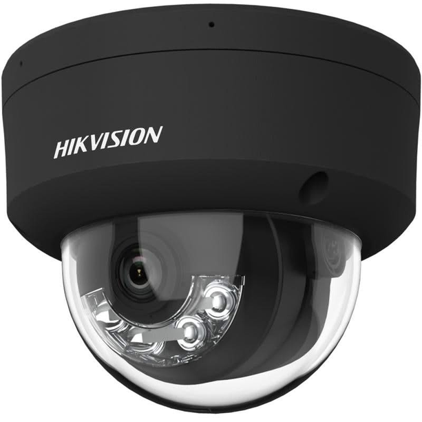 Hikvision DS-2CD2143G2-LIS2U Schwarz, 4MP Dome Netzwerkkamera AcuSense Smart Hybrid Light PoE und 2x Mikrofon