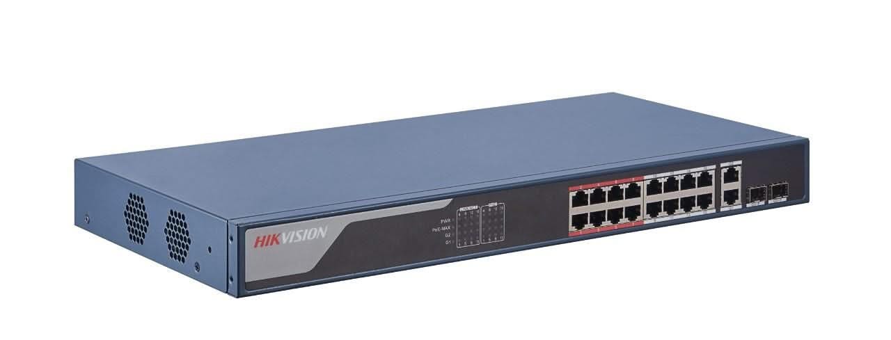 Hikvision Hikvision DS-3E1318P-EI Smart Managed Switch 16 x PoE, 100Mbit 230W, 2x Gigabit RJ45/SFP Uplink