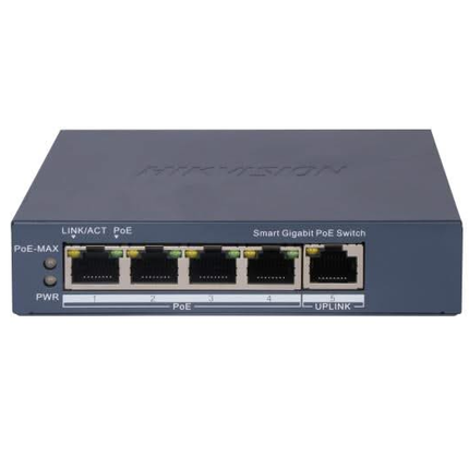 Hikvision Hikvision DS-3E1505P-EI, Commutateur intelligent 5 ports avec 4x PoE, 1000Mb/Gigabit