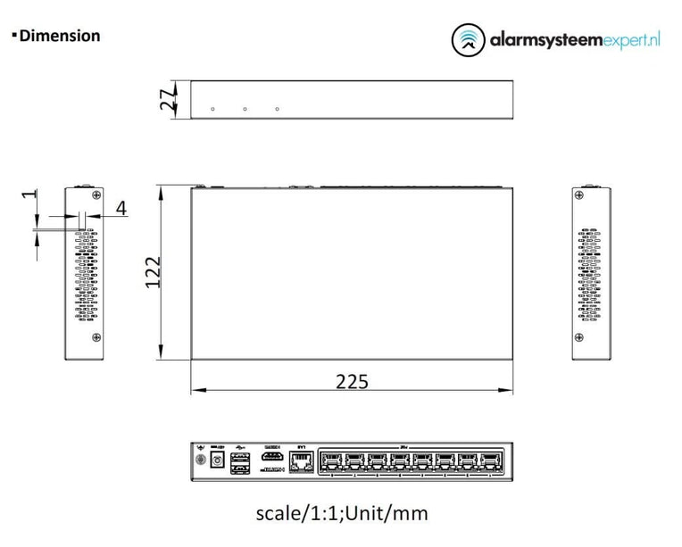 Hikvision Hikvision DS-E08NI-Q1/8P, Incl. 2TB SSD, Geschikt voor 8 IP camera's 8x PoE