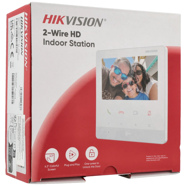 Hikvision Hikvision DS-KH7100EY-E2-W, 2-Draads Modulaire intercom, binnenpost monitor