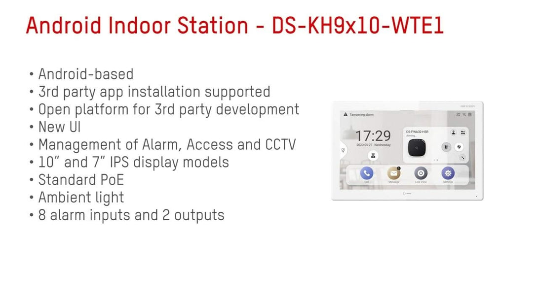 Hikvision Hikvision DS-KH9310-WTE1 (B) Android Indoor Station PoE 7" Inch
