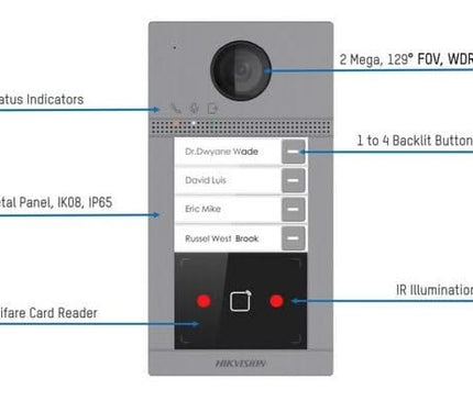 Hikvision Hikvision DS-KV8113-WME1 Inbouw 1 beldrukker IR verlichting PoE 12v