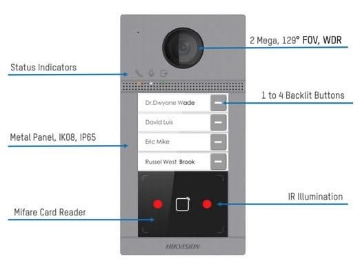 Hikvision Hikvision DS-KV8113-WME1 Inbouw 1 beldrukker IR verlichting PoE 12v