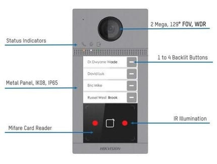 Hikvision Hikvision DS-KV8213-WME1 Built-in 2 bell pushers IR illumination PoE 12v