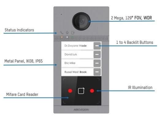 Hikvision Hikvision DS-KV8213-WME1 Built-in 2 bell pushers IR illumination PoE 12v