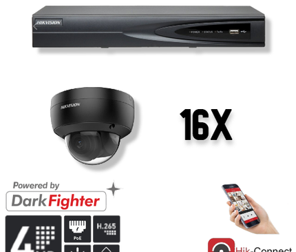 Hikvision Hikvision Set 16x Dome 4MP + Rekorder & Verkabelung