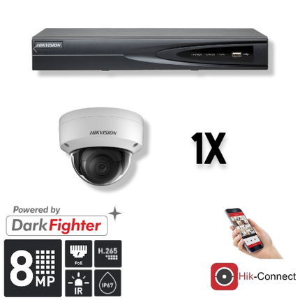 Hikvision Hikvision Set 1x Dome 8MP + Rekorder & Verkabelung