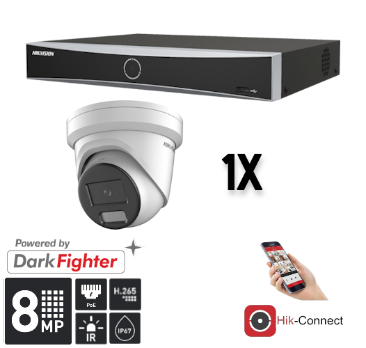 Hikvision Hikvision Set 1x Turret 8MP + Recorder & Bekabeling