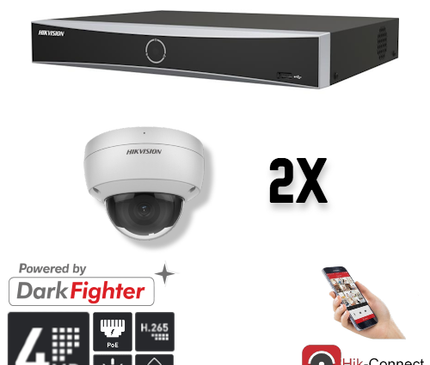 Hikvision Hikvision Set 2x Dome 4MP + Rekorder & Verkabelung