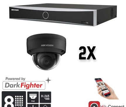 Hikvision Hikvision Set 2x Dome 8MP + Recorder & Bekabeling