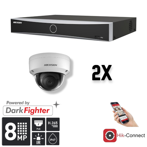Hikvision Hikvision Set 2x Dome 8MP + Rekorder & Verkabelung
