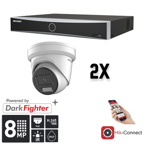 Hikvision Hikvision Set 2x Turret 8MP + Rekorder & Verkabelung